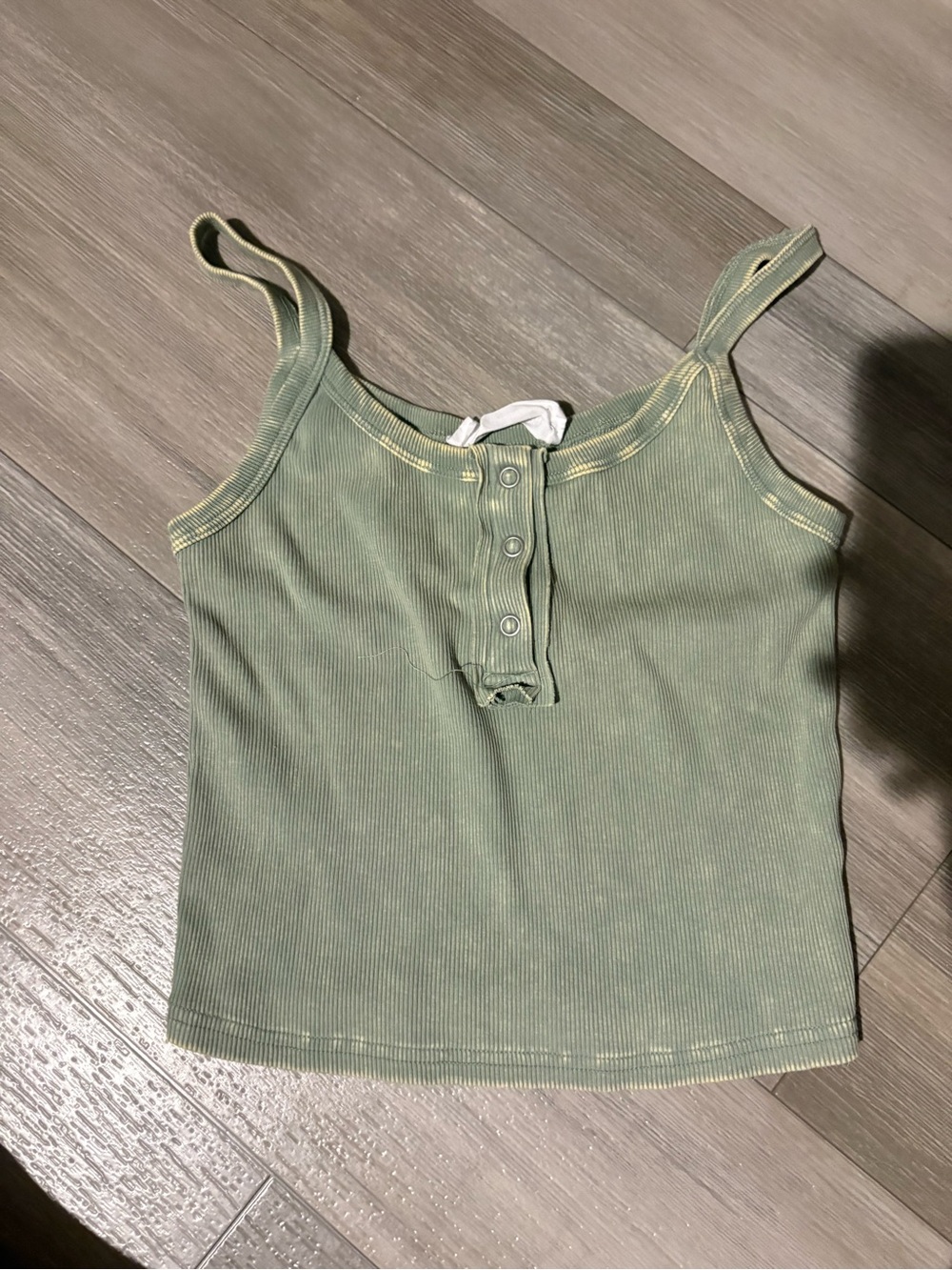 Double Zero Sage Green Ribbed Button-Front Camisole